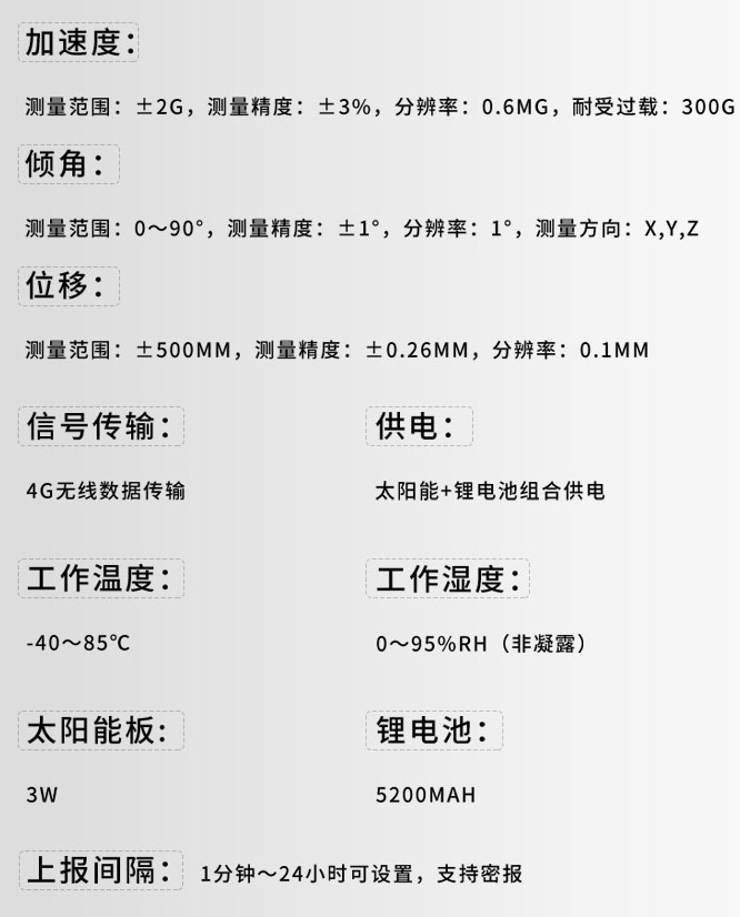 地質災害監(jiān)測預警系統(tǒng)技術參數(shù)